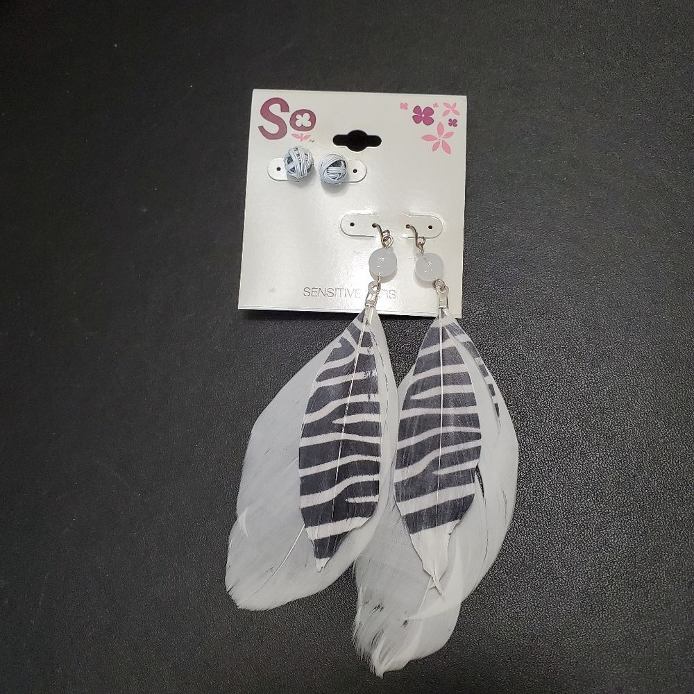 So Sensitive ears white and black themed earrings